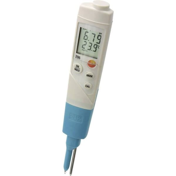pH-mätare - TESTO - Set 206-pH2 - Temperatursensor - Snabb kompensation - Kompakt och precis