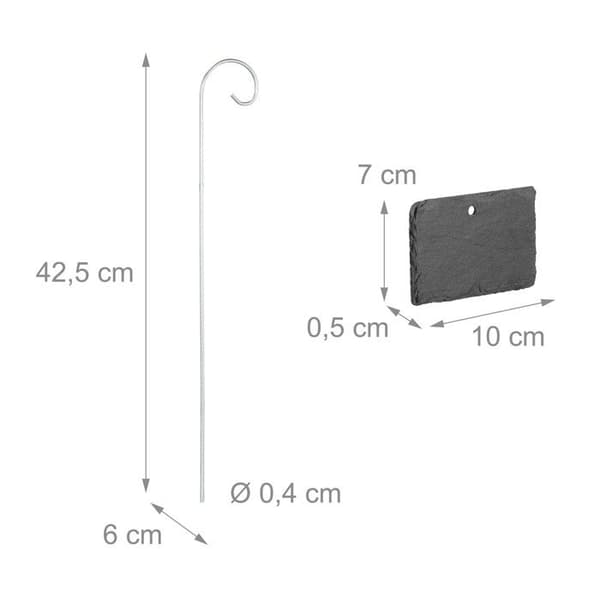 Relaxdays griffeltavlor för växter, 12-pack, skrivbara, hållbara, skyltar, antracit - silver