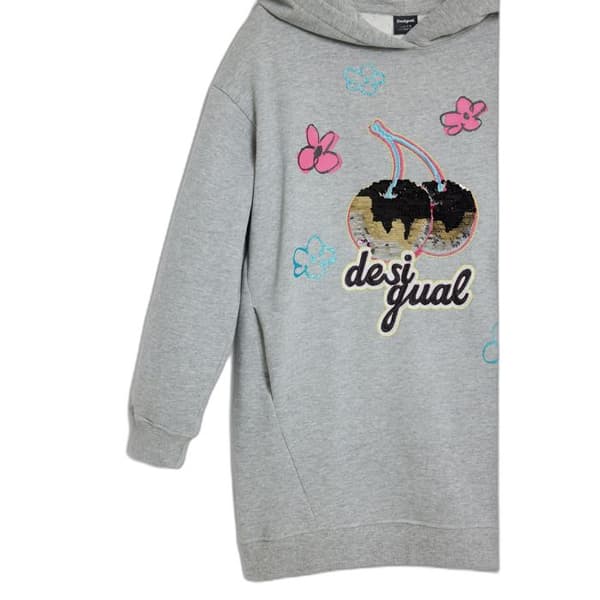 Klänning sweatshirt flicka Desigual Cherries - grå/rosa
