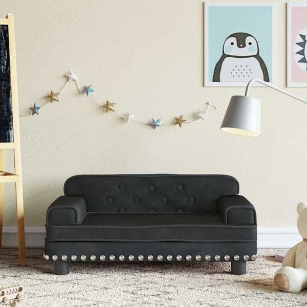 vidaXL Barnsoffa Svart 70x45x30 cm Sammet 3196297