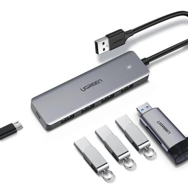 USB-hubb - UGREEN - 4 portar - USB 3.2 Gen 1 - Micro USB strömingång - Överföring 5 Gbit/s