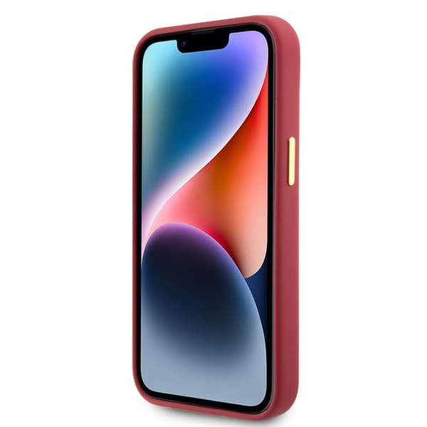 Guess Silikonfodral med Strass 4G för iPhone 15 - Röd