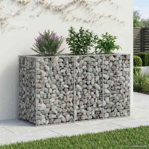 vidaXL Hög säng gabion Silver 42033328