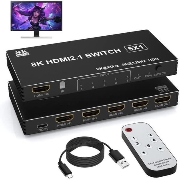 HDMI-switch 5 in 1 Out Arleedyn