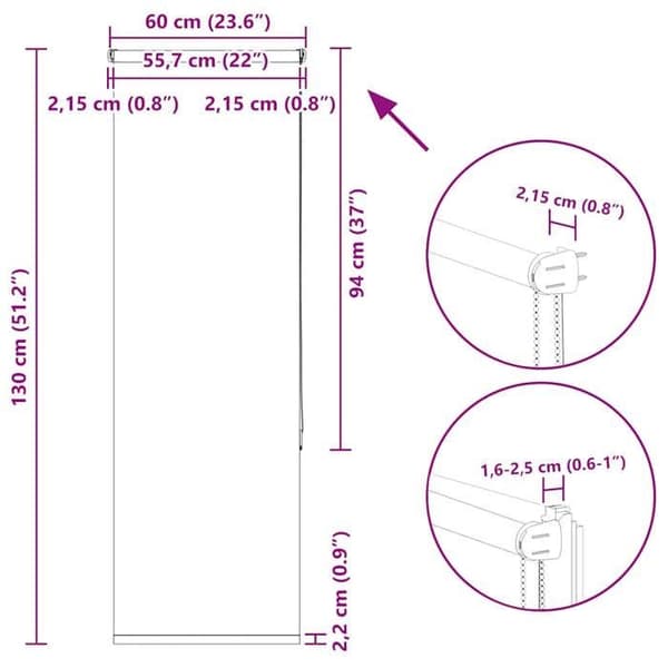 vidaXL Store mörkläggande väv bredd 55,7 cm polyester 4010704
