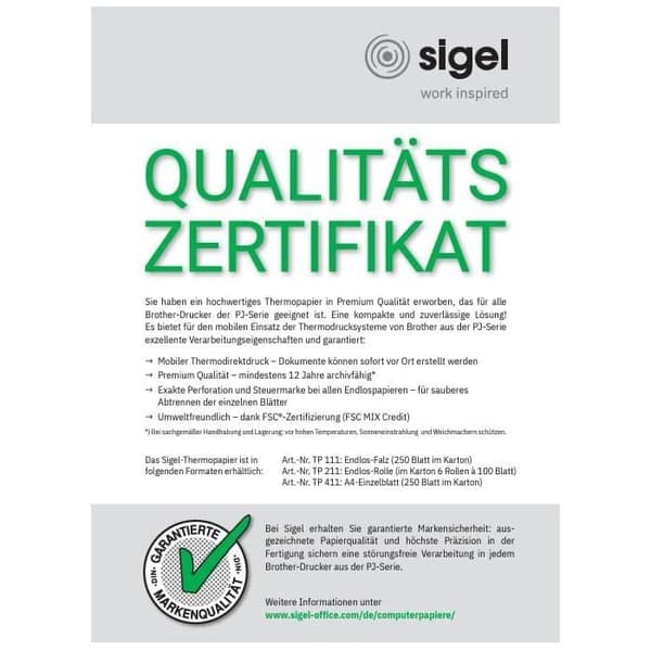 Termopapper - SIGEL - TP211 - 76 g - DIN A4 - Paket med 6 rullar