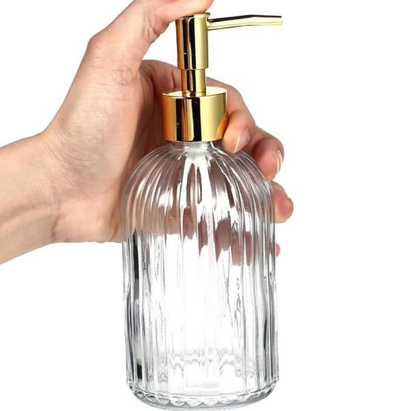 Tvålbehållare - TRIXES - HBA002 - 2-pack - Glas 400 ml - Guldpump med läcksäkerhet