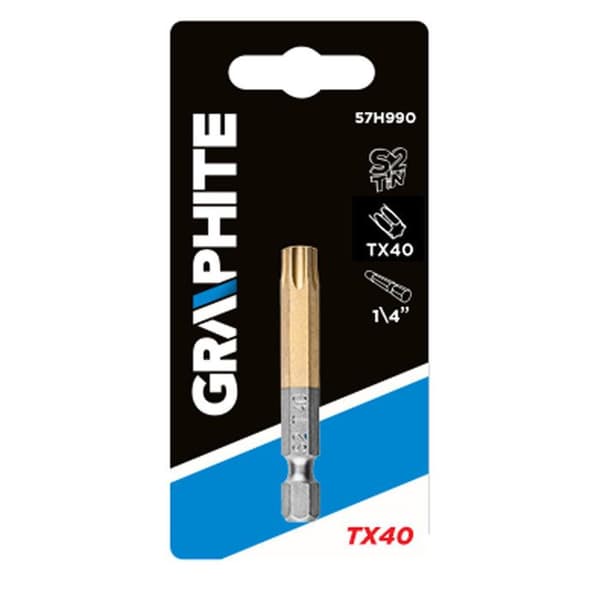Skruvmejselbit - GRAPHITE - TX40 - 50 mm - Titannitrid - Torx