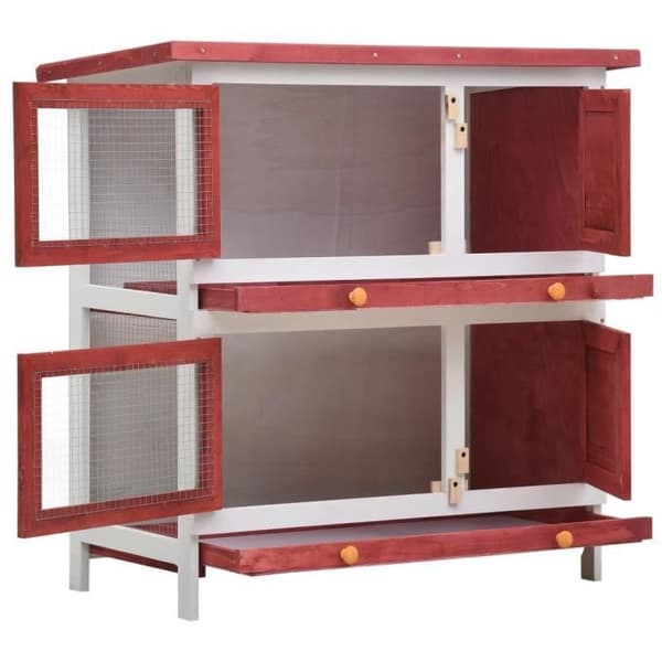 vidaXL Outdoor Hutch 4 Doors Red Wood