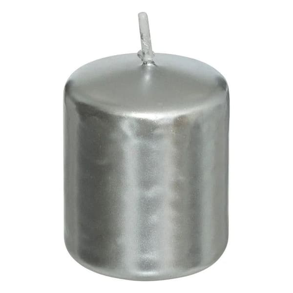 Set med 4 Dekorationsljus "Satin" 4cm Silver