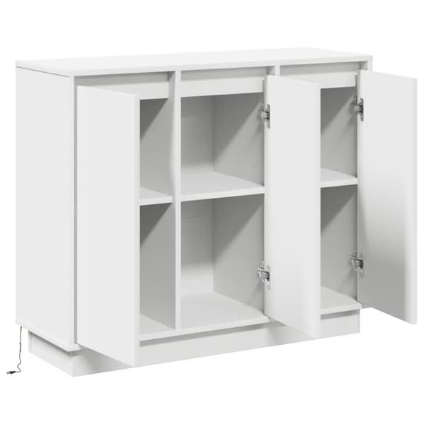 Buffé med vit LED 90x32x75 cm i ingenjörsträ.