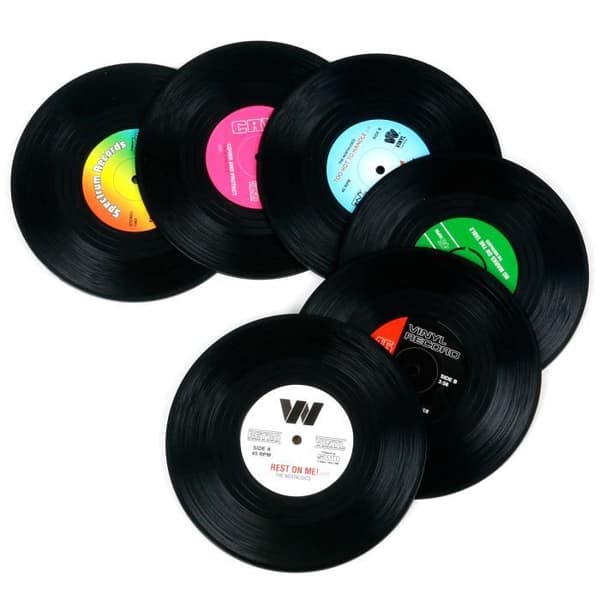 TRIXES Set med 6 olika retro vinylunderlägg