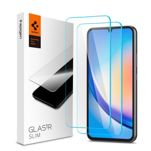 Härdat glas - Spigen - Glas.TR Slim - 2-pack - 0,2 mm - Hårdhet 9H - Transparent