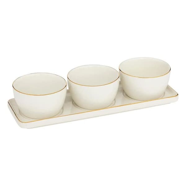 Serveringsfat 4 Delar i Keramik "Arya" 9cm Vit