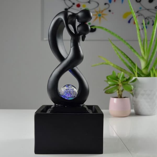 Inomhusfontän design LED-belysning Amor svart