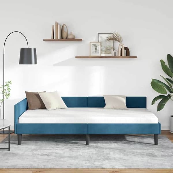 vidaXL Hörnsängram Blå 100 cm x 200 cm Sammet 42016163