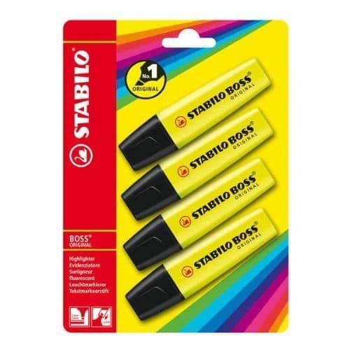 STABILO Boss Original / B-14892 Highlighter Gul 4 stycken (tysk import)