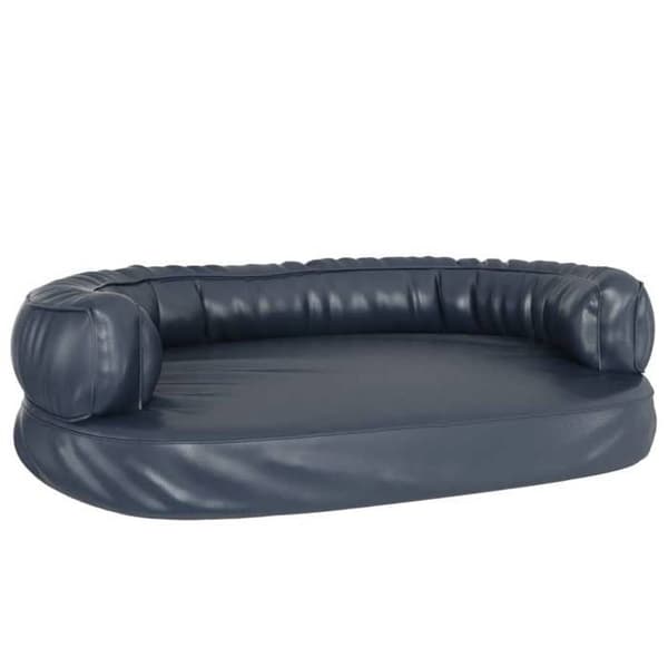 Hundsäng - Ergonomisk - Konstläder - 88x65cm - Mörkblå - Halkfri