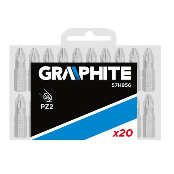 Skruvmejselbits - GRAPHITE - PZ2 - Stål S2 - 25 mm - 20 stycken