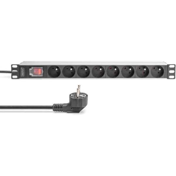 Eldosa - DIGITUS - 8 uttag - Aluminium - Switch - 2m kabel