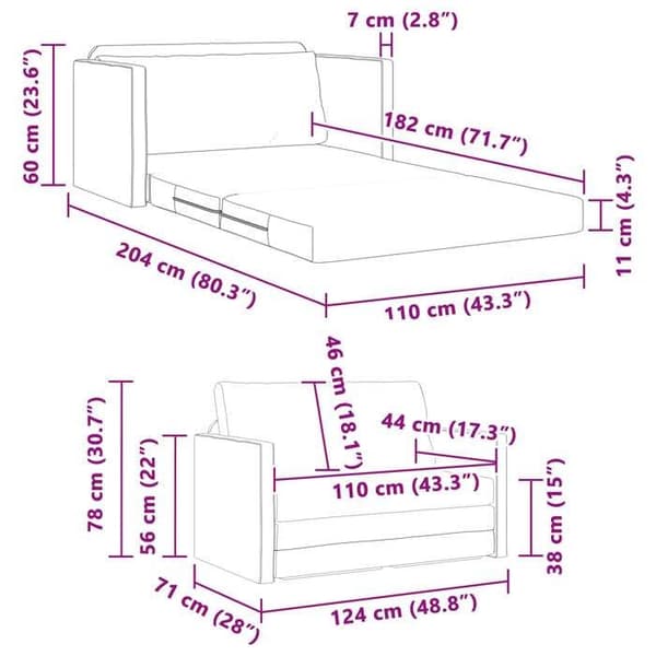 vidaXL Soffa-säng 110cm Blå tyg 4106698