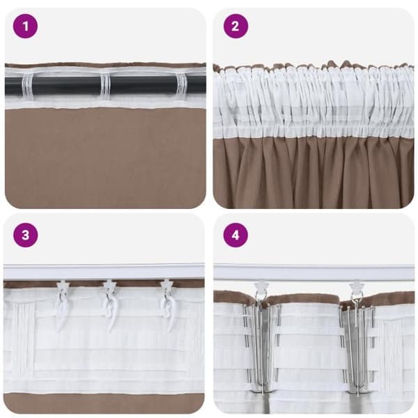 Gardiner 2 st med öglor Cappuccino 140x140 cm