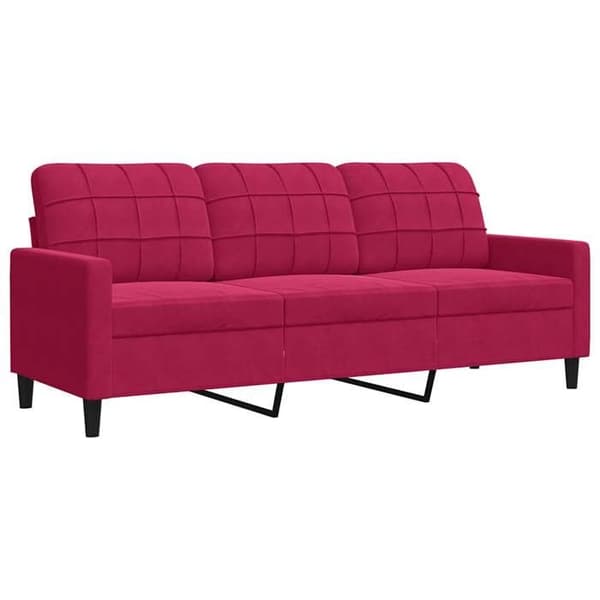 vidaXL 3-sitssoffa Bordeaux 180 cm Sammet 4007638