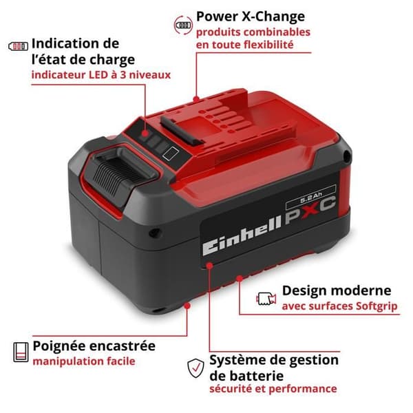 Einhell Batteri 5,2 Ah PXC PLUS (Litium-Ion, 18V, för alla Einhell PXC-enheter)