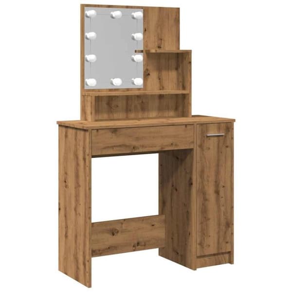 Coiffeuse med LED ek-konstruktion 86,5x35x136 cm