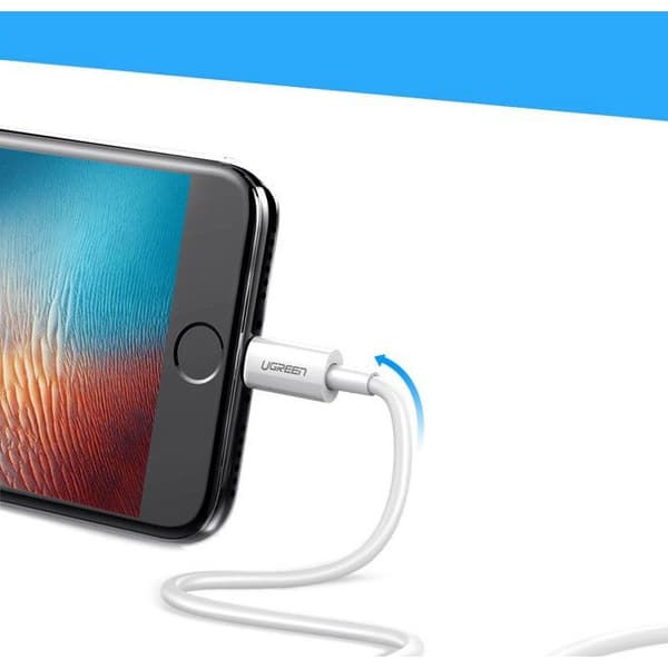 USB-Lightning-kabel - UGREEN - MFi - 2 m - 2,4 A - Vit
