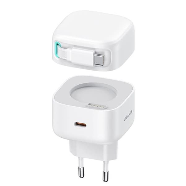 USB-C-laddare - USAMS - US-CC202 - 35W - Fällbar kabel - Vit