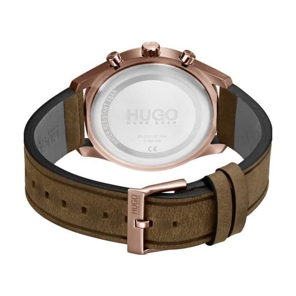 HUGO BUSINESS Herrklocka Läder Brun 46 mm Analog Chic