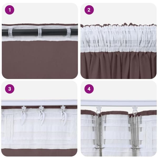 Brun sammetsgardin med öljett 140 x 245 cm - 1 panel, polyester