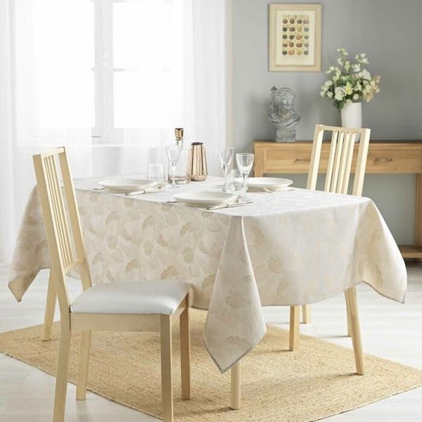 Rektangulär duk 140 x 250 cm jacquard belagd enola Natur