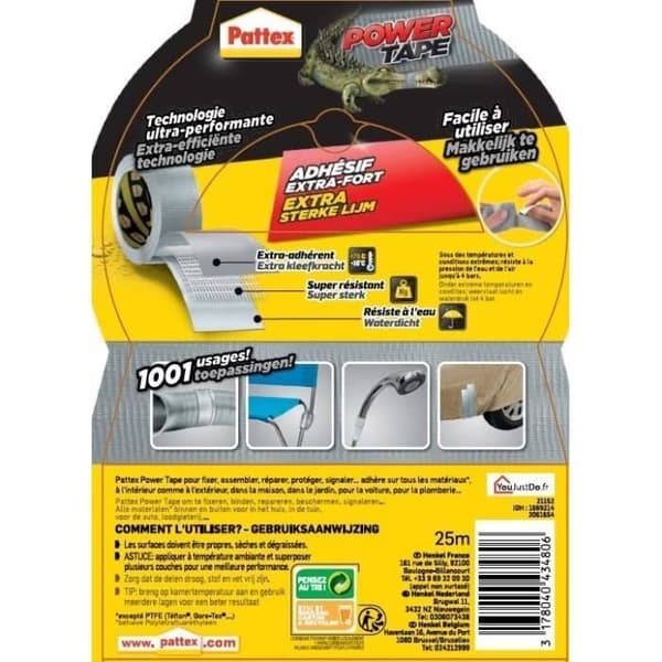 grå självhäftande krafttejp 25 meter - PATTEX
