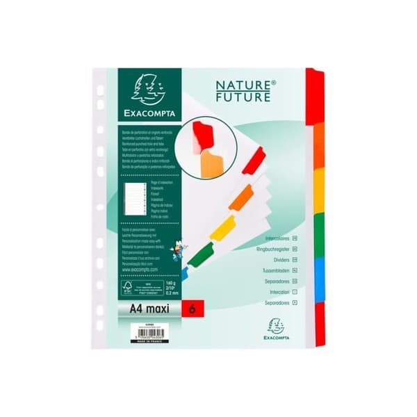 Exacompta Nature Future - Divider - 6 positioner - A4 Maxi - flik - vit