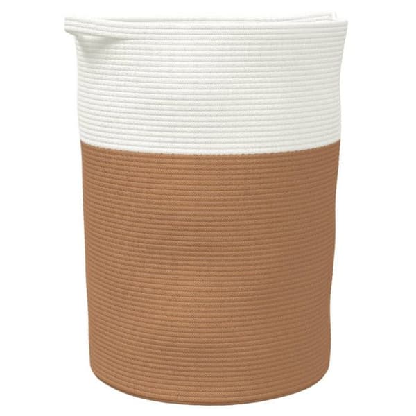 Brun och vit förvaringskorg Ø49x65 cm bomull