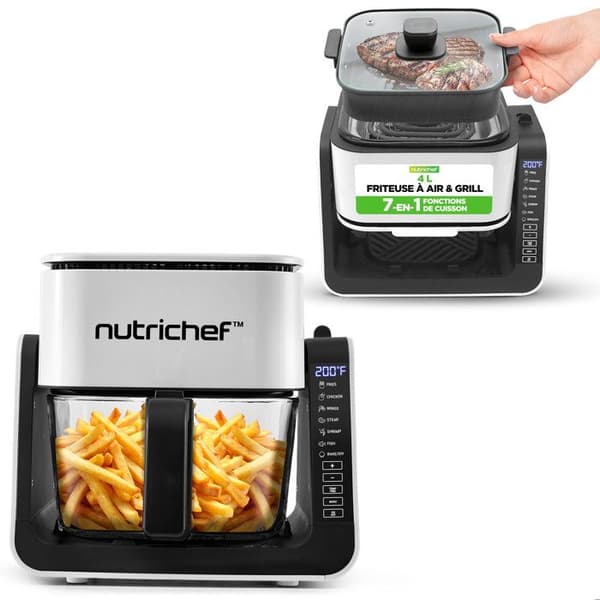 Luftfritös med grill - NUTRICHEF - NutriChef Airfryer - 1500 W - 4 L + grill 1,2 L - 8 program