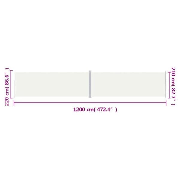 vidaXL infällbar sidomarkiscreme 220x1200 cm 318085