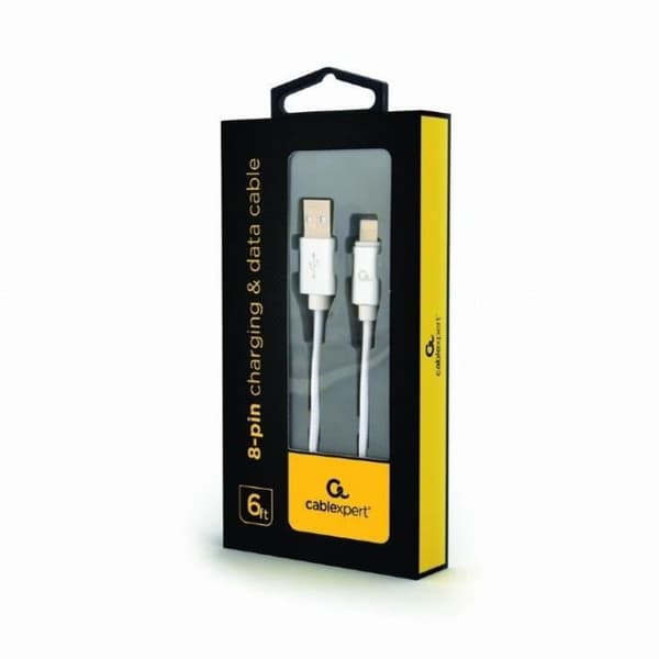 USB Lightning-kabel - GEMBIRD - CCB-MUSB2B-AMLM-6-S - 1,8 m - Vit - Kompatibel med iPhone/iPad/iPod