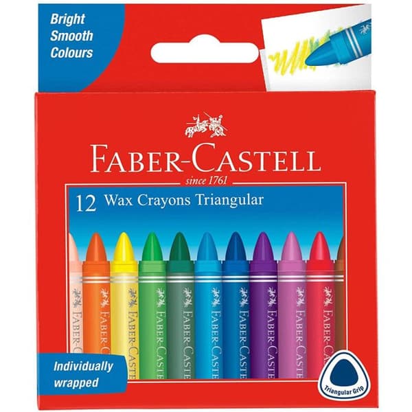 FABER-CASTELL Etui med 12 triangulära kritor - Blandade färger