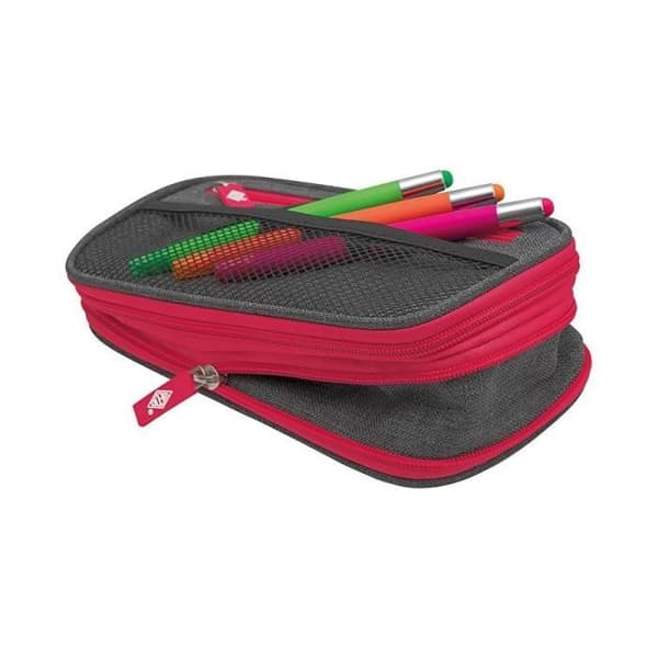 WEDO NEON STRETCH pennfodral i grått och rosa polyester (242 44009)