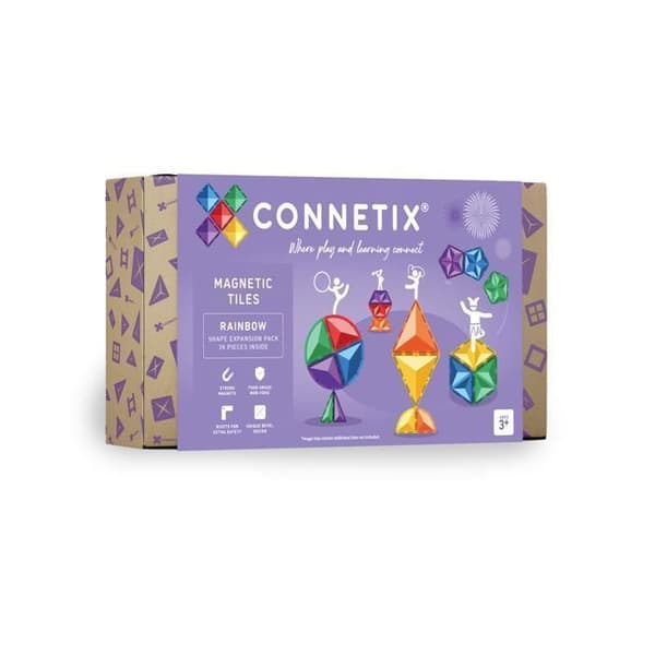 CONNETIX Byggplattor Magnetiska Regnbåge Utökningspaket av Former, 36 Delar