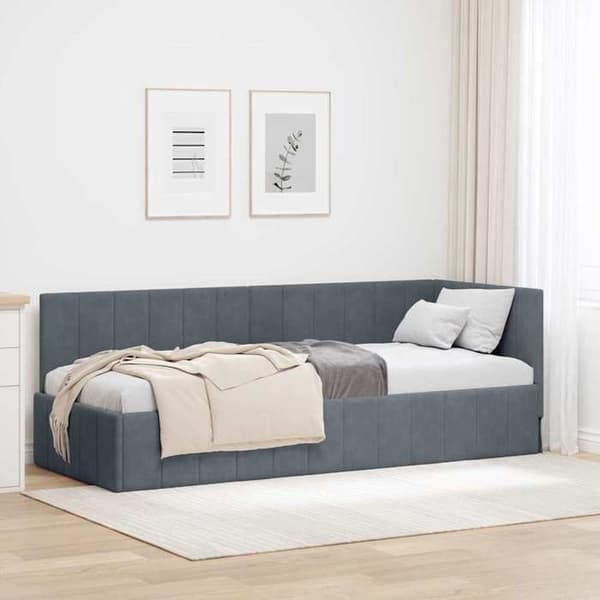 vidaXL Hörnsängram Mörkgrå 80 cm x 200 cm Sammet 42016288