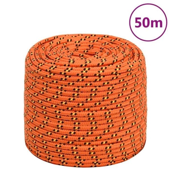 152666 vidaXL Båtrep Orange 10 mm 50 m Polypropen