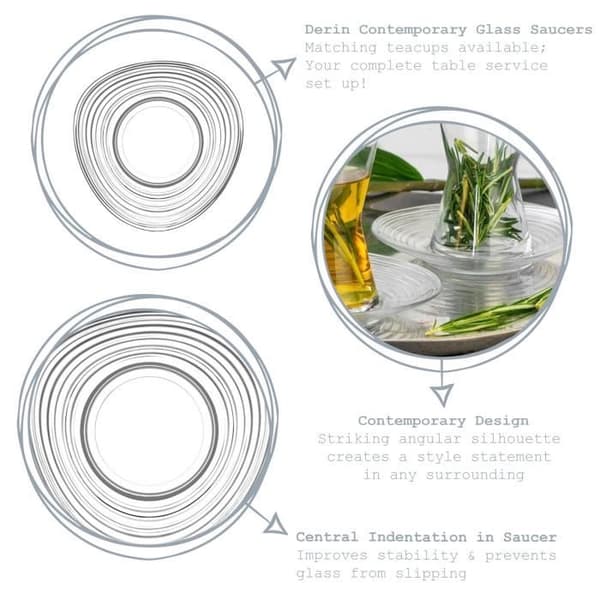 Derin Glas Tekoppsfat - LAV - Set med 6 - Klar - Grå - Modern - Design
