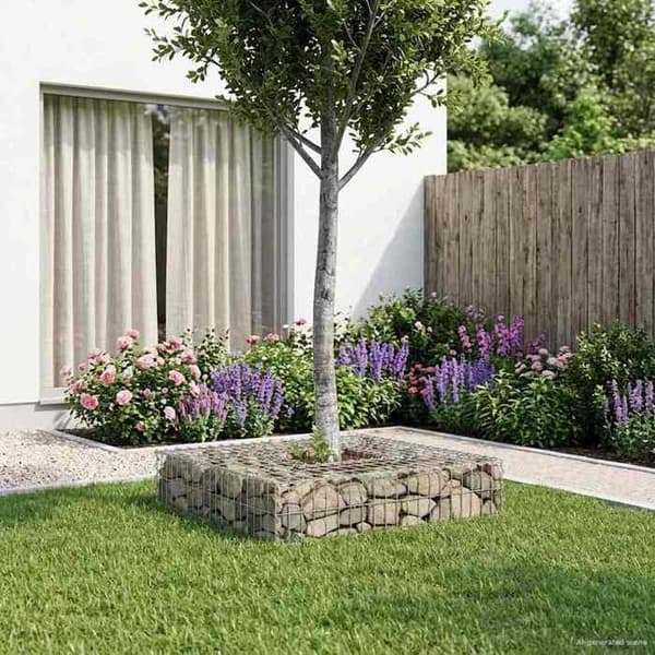 vidaXL Hög säng gabion Silver 42033316