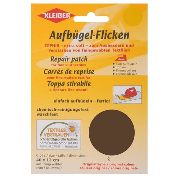 Patch thermocollant - Kleiber - 320-04 - 100% bomull - 40x12 cm - Mörkbrun