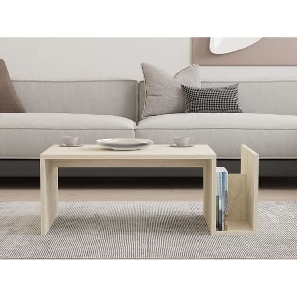 Soffbord - MEMO - Rektangulär - Travertin marmorlook - 86,8 x 32,4 x 50 cm