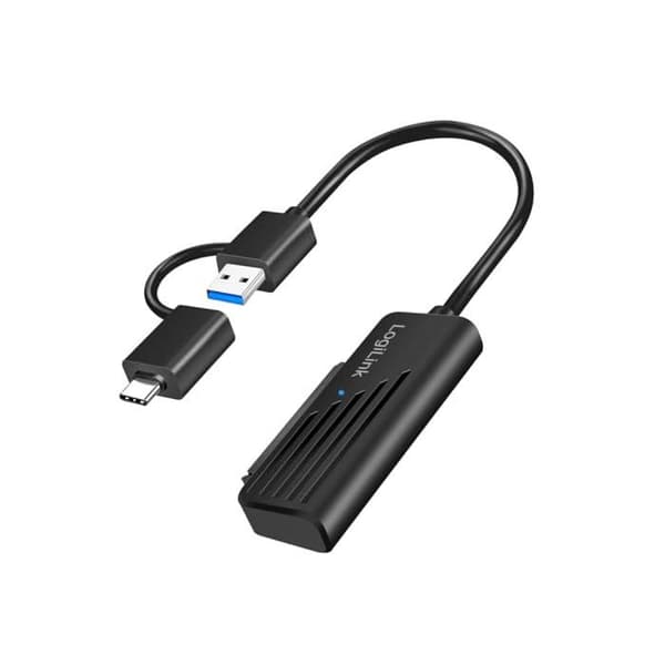 USB 3.0-adapter - Logilink - Stöder 2,5" SATA HDD/SSD - Kapacitet upp till 10 To - USB-A och USB-C